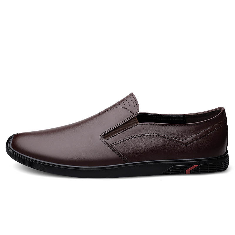 YINGLUNQISHI Top Grain Cow Leather Casual Shoes Men's Brown