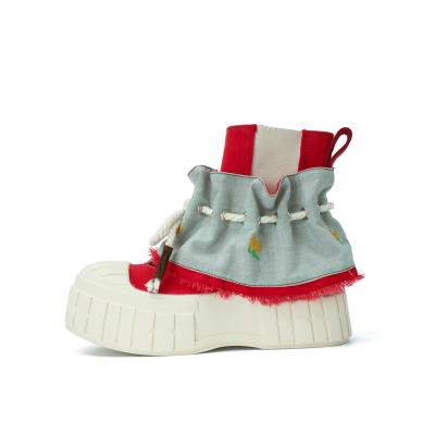HEIPA Trendy Brand Fashion Versatile Ripped Fashion Apparel Foldover Boots Denim Pre Fall Ankle Boots Women's Red
