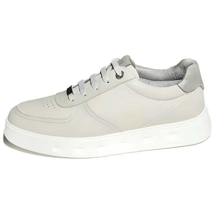 DIKENI Cow Leather Slip Resistant Slip Resistant Low top Skateboard Shoes Men's Beige Gray
