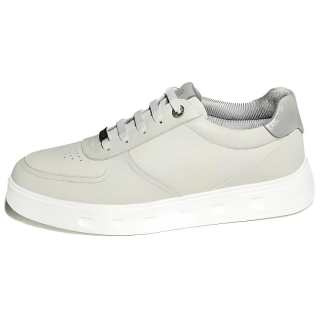 DIKENI Cow Leather Slip Resistant Slip Resistant Low top Skateboard Shoes Men's Beige Gray
