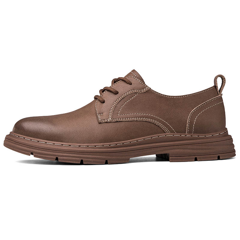 YINGLUNQISHI Top Grain Cow Leather Casual Shoes Men's Brown