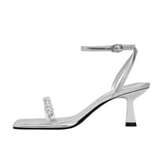 CZRSK One Strap Sandals Women's Silver