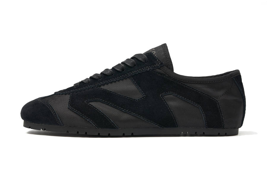 MINNETONKA Nylon Basic MS70 German Army Trainers Cow Split Leather Low top Casual Shoes Women's Black