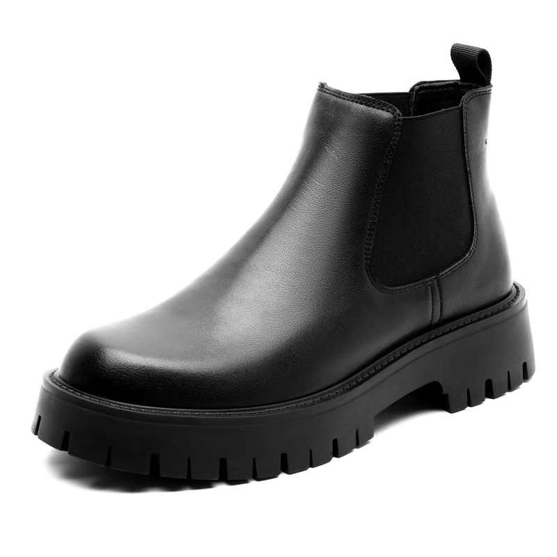 DUNNU Cow Split Leather Short Chelsea Boots Men's