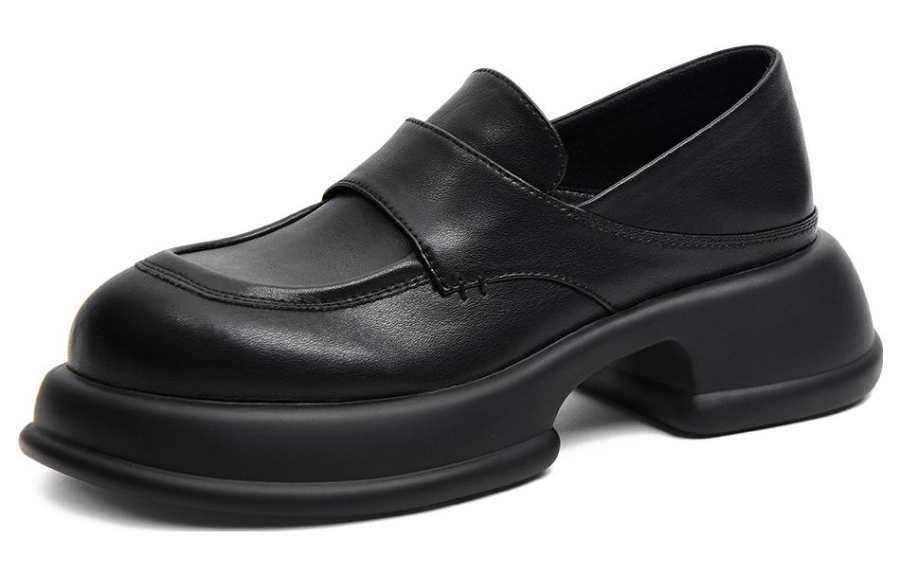 CAMEIDO Leather Platform Shoes Women's Black