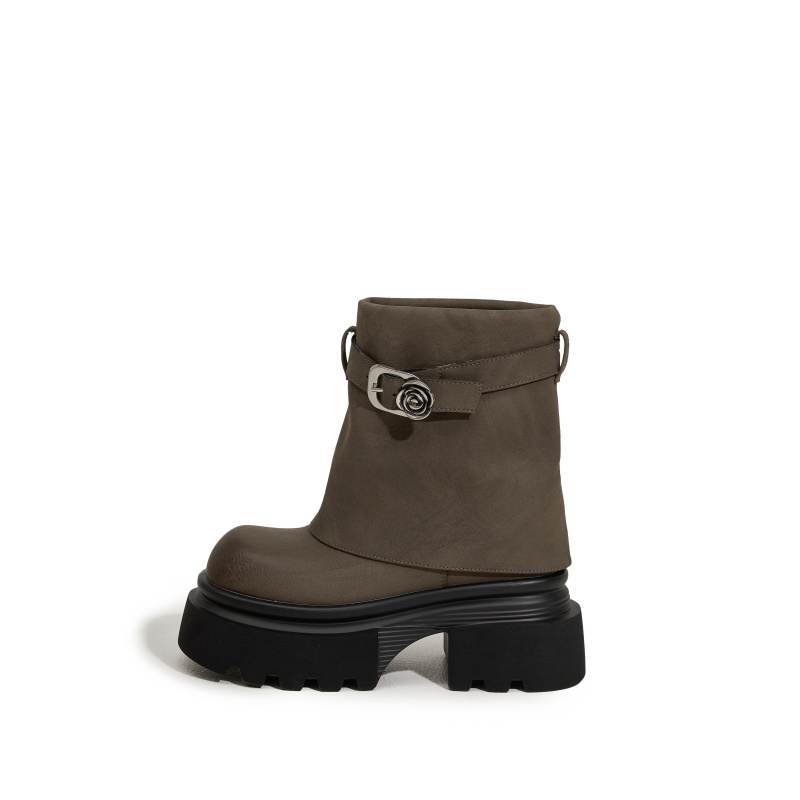 MILANLIANGE Combat Boots Super High Heel Women's Solid Color