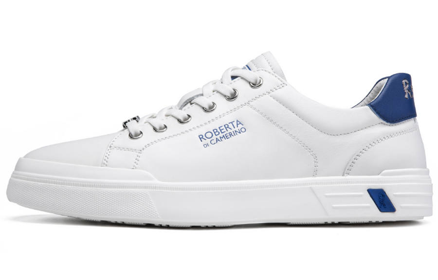 ROBERTA DI CAMERINO Cow Leather Stylish Skateboarding Shoes Men's White Blue