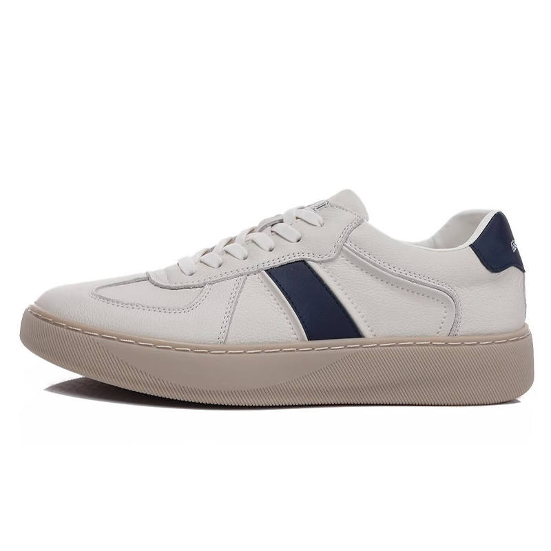 Bansley Top Grain Cow Leather Abrasion Resistant Abrasion Resistant Low top Skateboard Shoes Men's White