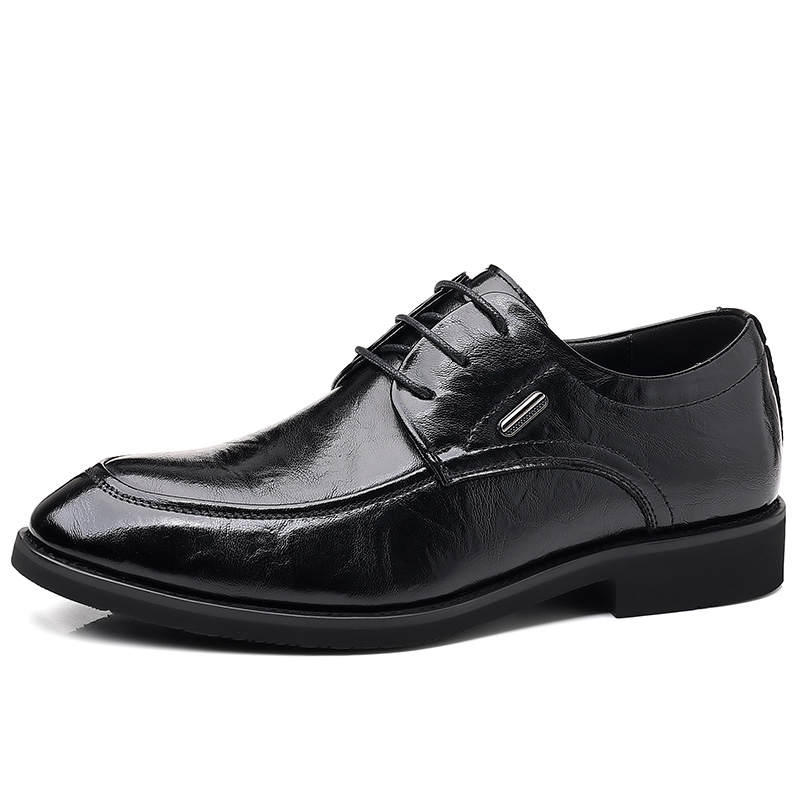 GONGNIUMEILI Casual Leather Shoes Men's Low Top Black/Brown