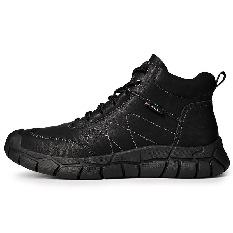 JIGONGYANG Cow Split Leather Thickened And Fleece Lined High top Plus Size Insulated Shoes Men's