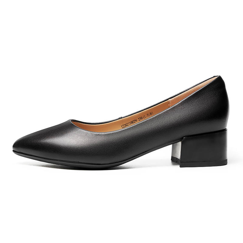 AOKANG Cow Leather Fashion Trend High Heels Women's Black