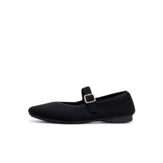 Martniel Fabric Flat Mary Jane Shoes Women's Black