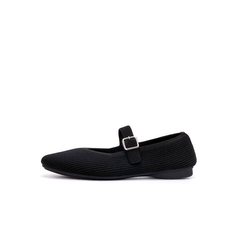 Martniel Fabric Flat Mary Jane Shoes Women's Black
