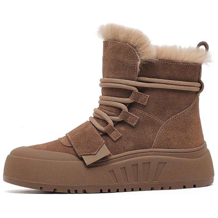 DAPHNE DAPHNE Cow Split Leather Thermal Short Snow Boots Women's