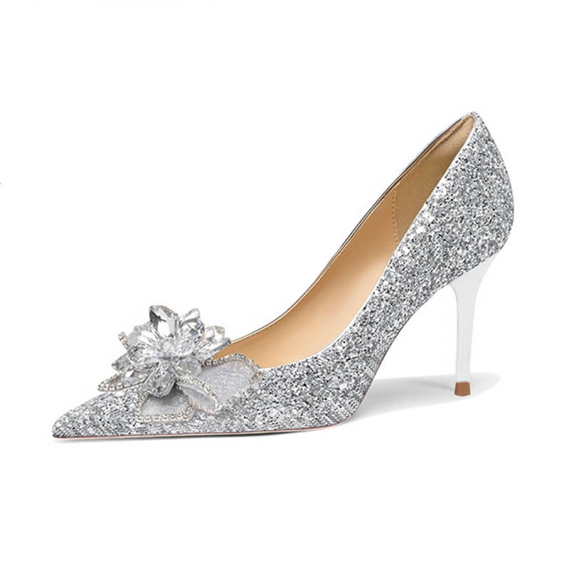 Ainer-cat Ainer cat Confessions Collection Slim Heel High Heels 8cm Women's Silver