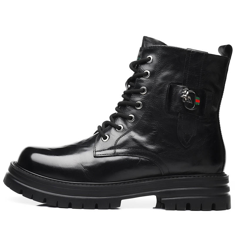 LUOMAIKE LUOMAIKE Leather, Cow Leather Short Combat Boots Men's Black