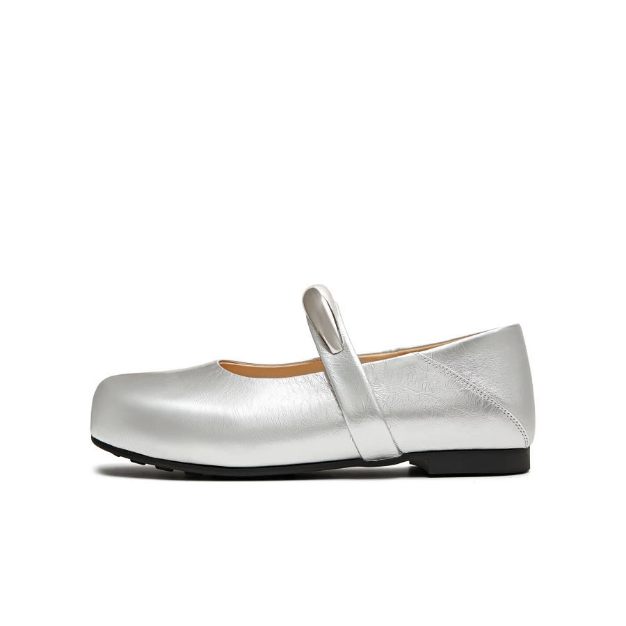 Teenmix Luna Half Light, Small Silver Strip Cow Leather Mary Jane Shoes Women's Silver