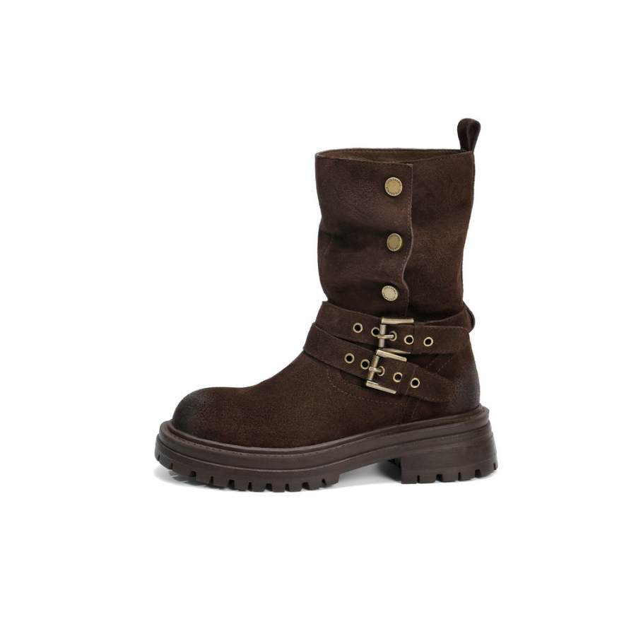 BELLE Cow Split Leather Ankle Boots Women's Western Party