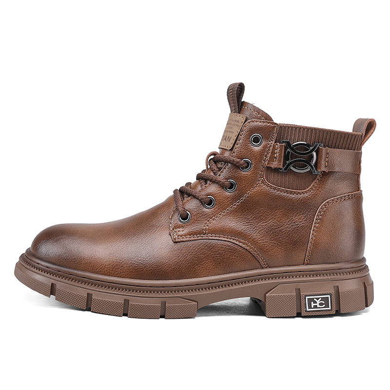 DAISHUTOU DAISHUTOU Cow Split Leather Short Combat Boots Men's