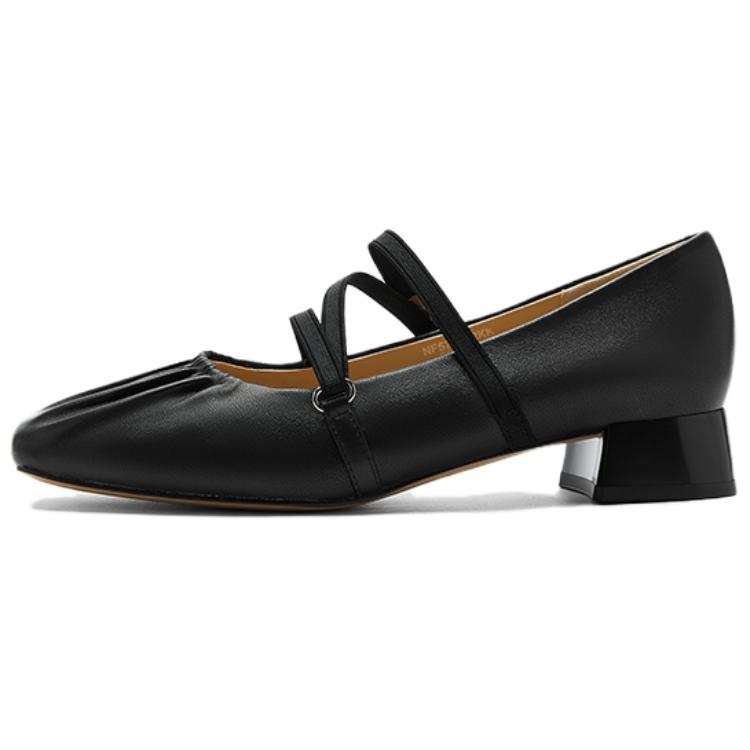 NINE WEST Sheepskin Chunky Heel Mary Jane Shoes 3cm Women's