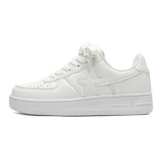 QUANXIAOXIAO Microfiber Leather Cushioning, Wear Resistant Low top Skateboard Shoes Unisex White
