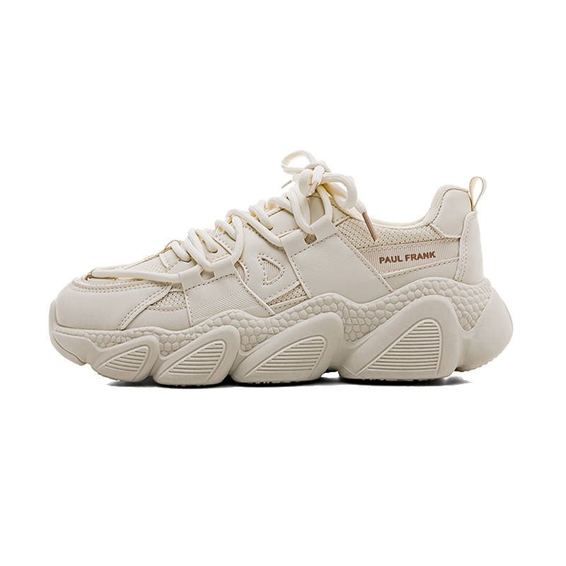 PAUL FRANK Coverage Height Increasing Abrasion Resistant Lightweight Breathable Low top Chunky Sneakers Women's Beige