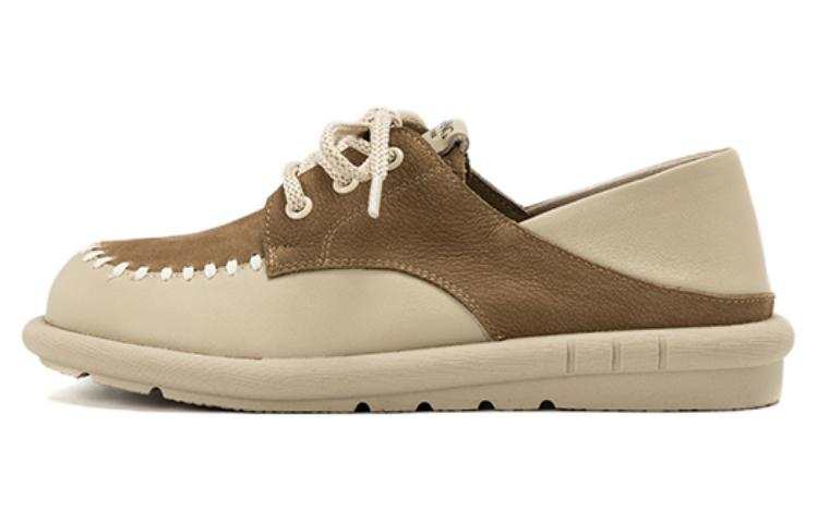 AOKANG Leather Casual Shoes 2.5cm Women's Khaki & Apricot