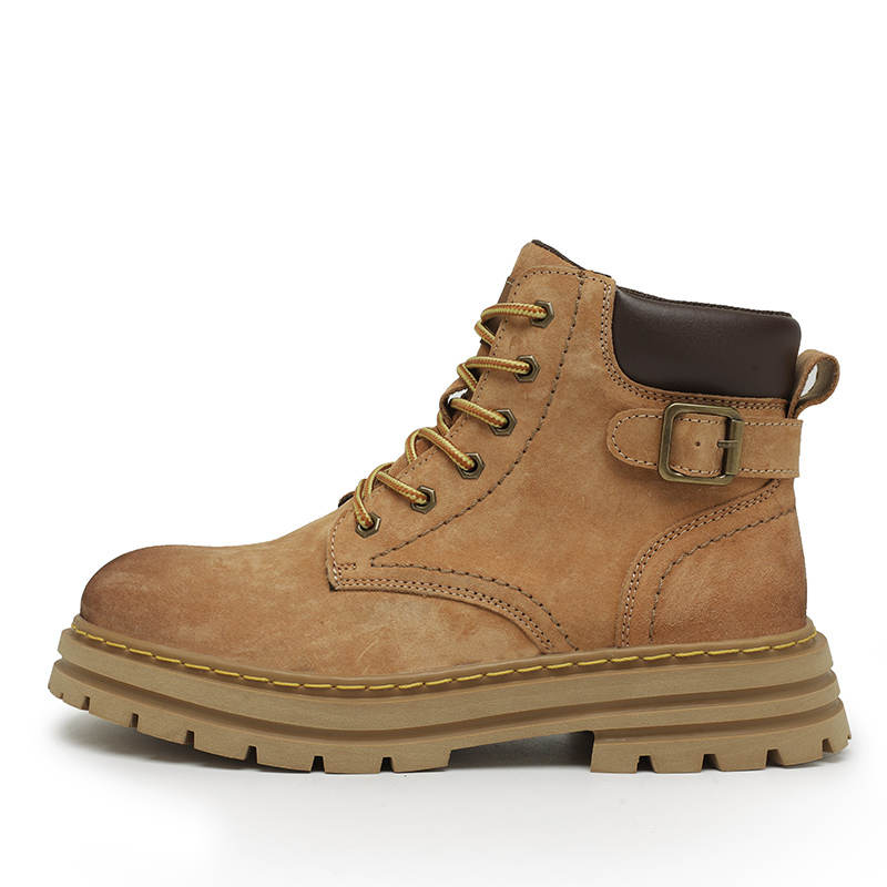 BANGNEY Top Grain Pig Leather Short Mid Calf Combat Boots Men's