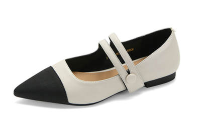 BETSY Cow Split Leather Mary Jane Shoes 1.5cm Women's White