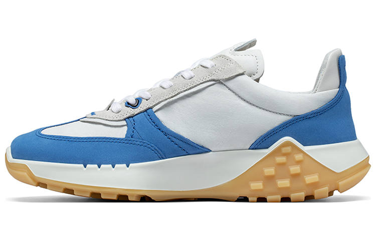 Ecco Cow Leather Slip Resistant And Abrasion Resistant Coverage Low top Casual Shoes Men's Electric Blue White
