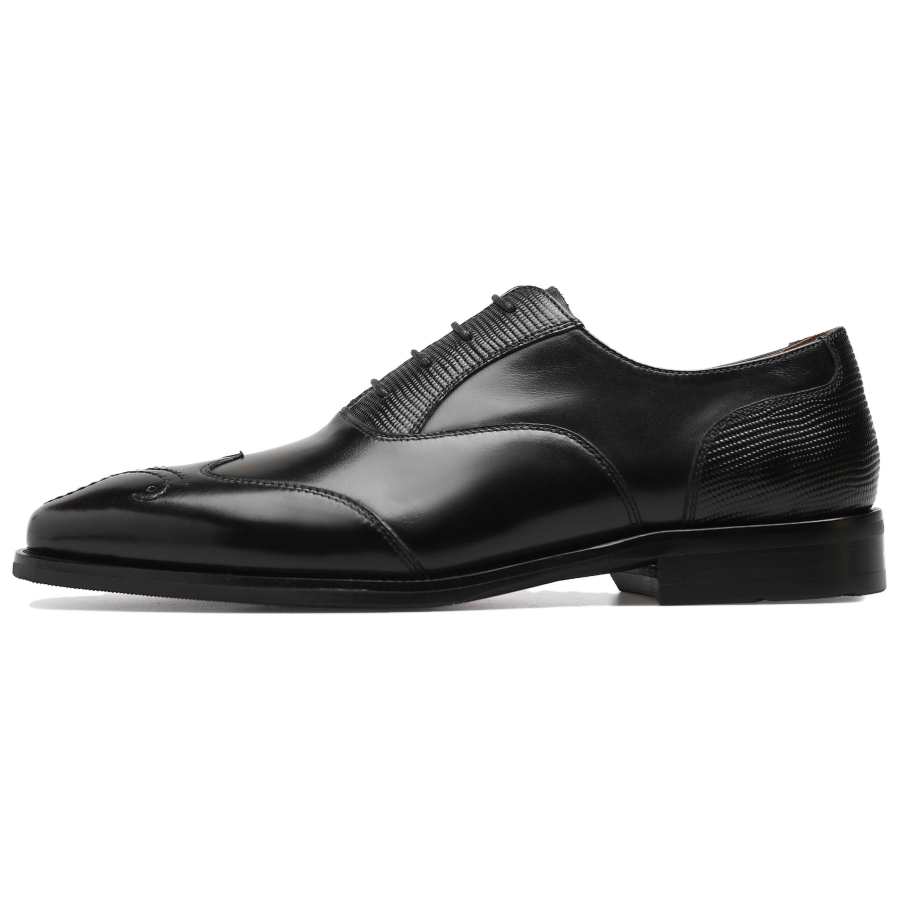 Desai Casual Leather Shoes Men's Low Top Black, Jasper