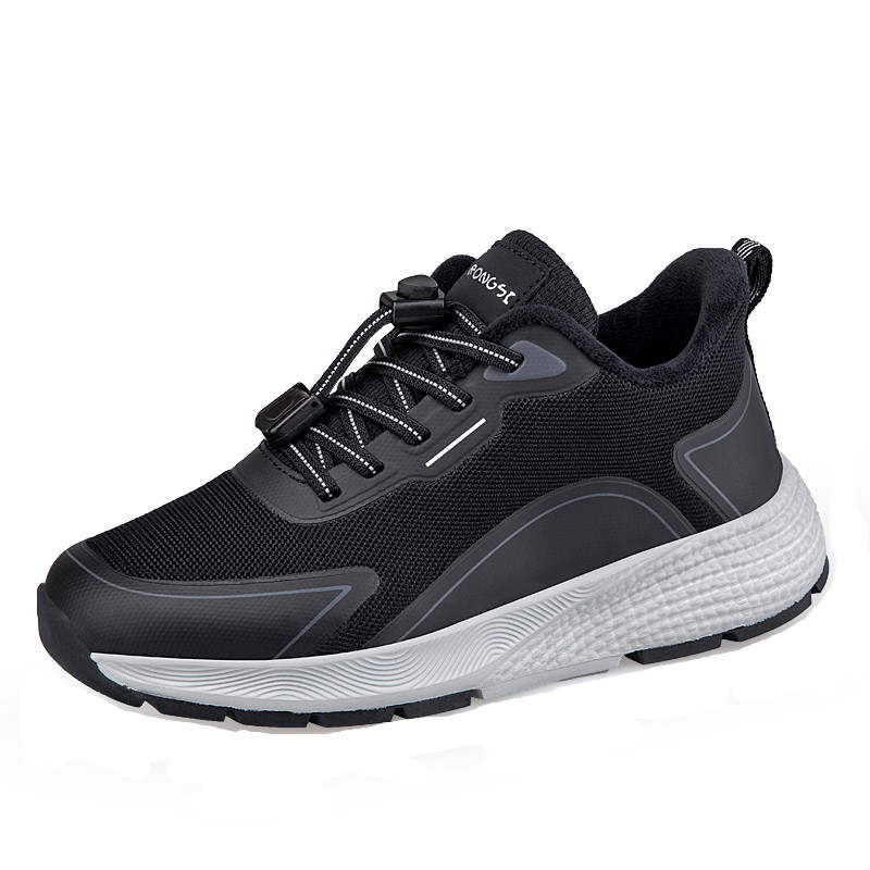 RONGSHI Winter Soft Sole Sports Fleece Lined Middle Aged And Elderly Comfortable Outdoor Walking Shoes