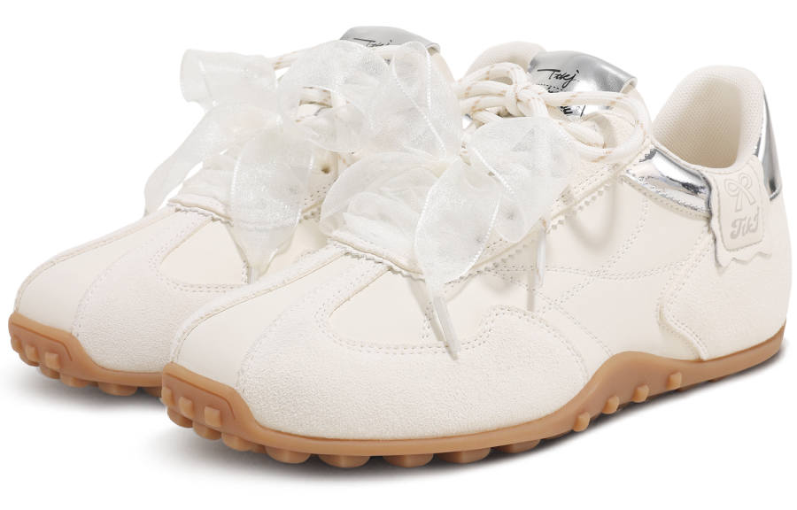 TTKJ Fashion Ballet Style Bowknot German Army Trainers Lightweight, Breathable, And Slip Resistant