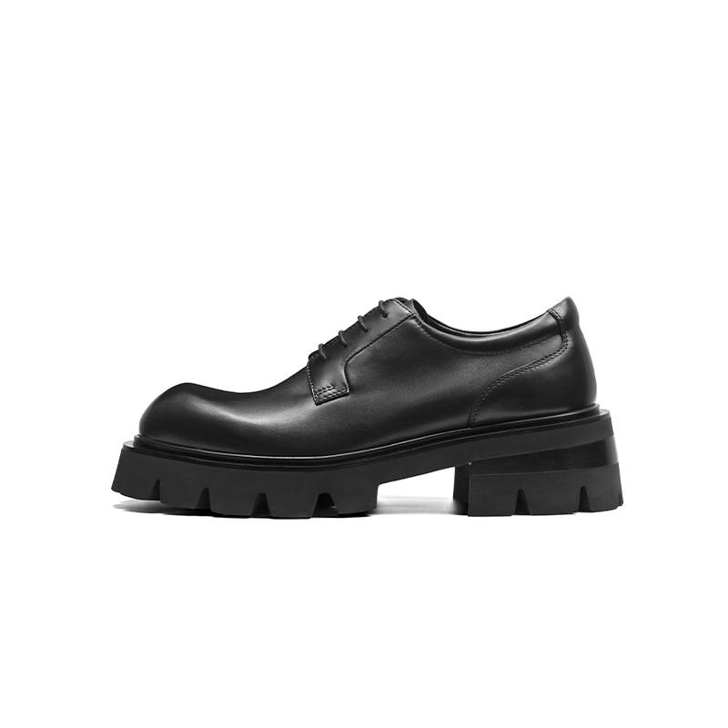 Viplander Derby Shoes Top Grain Cow Leather Casual Shoes Men's Black