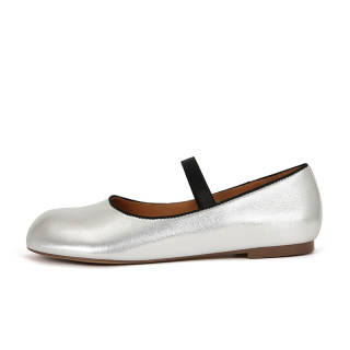 CHRISTINE SHEII Sheepskin Mary Jane Shoes Women's Silver