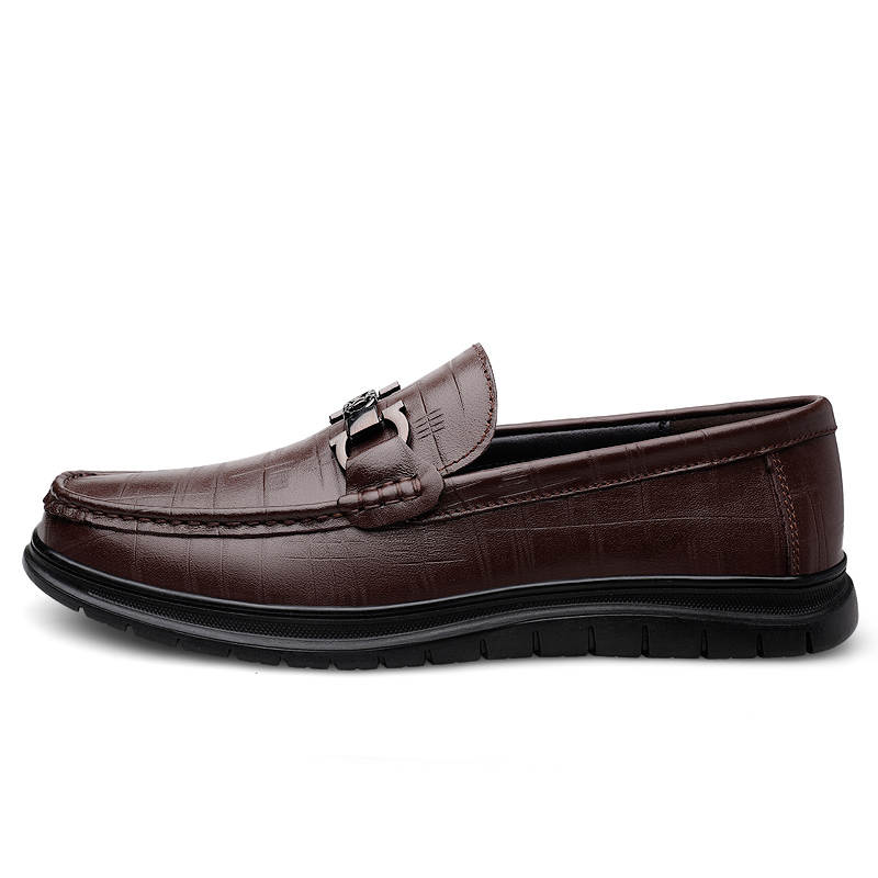 YINGLUNQISHI Top Grain Cow Leather Casual Shoes Men's Brown