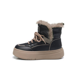 DINILU Thermal Abrasion Resistant Fleece Lined Thermal, Comfortable Platform Short Snow Boots Women's
