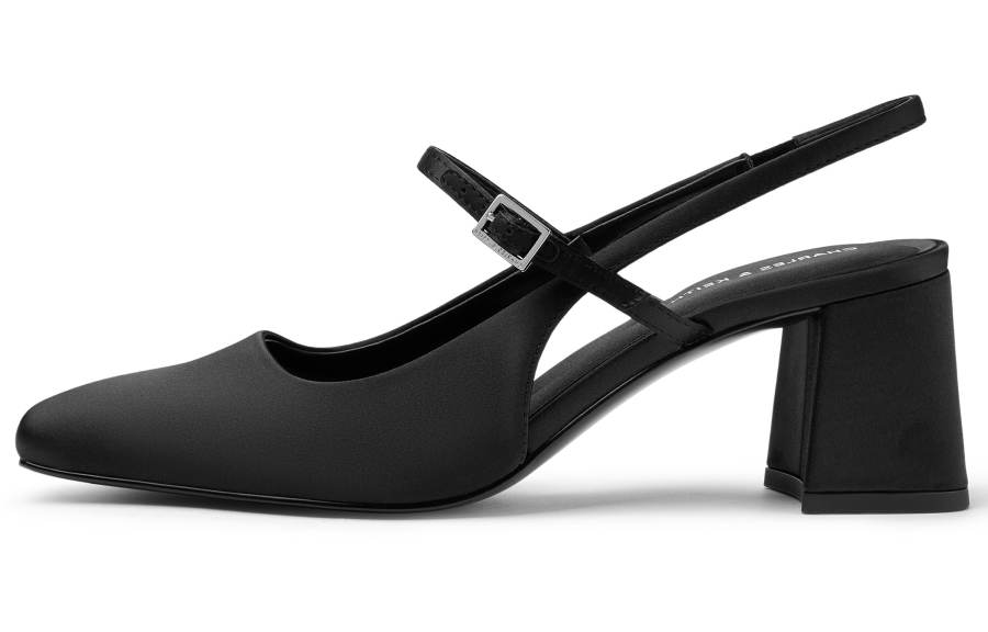 CHARLES&KEITH Small Ck Fabric Chunky Heel High Heels Sandal 7.7cm Women's