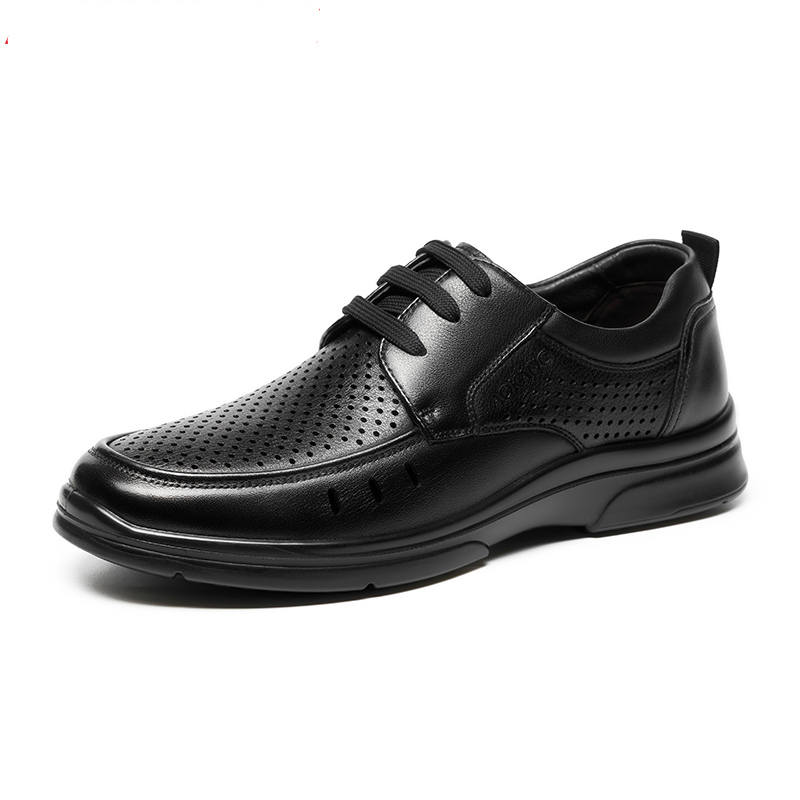 AOKANG Top Grain Cow Leather Casual Leather Shoes Men's Black