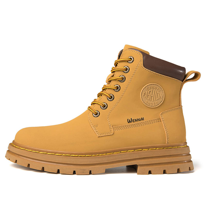 WENNAI Top Grain Cow Leather Short Combat Boots 4cm Unisex