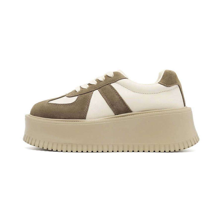 Mulinsen Synthetic Leather Lightweight Abrasion Resistant Low top Casual Shoes Women's Beige Brown