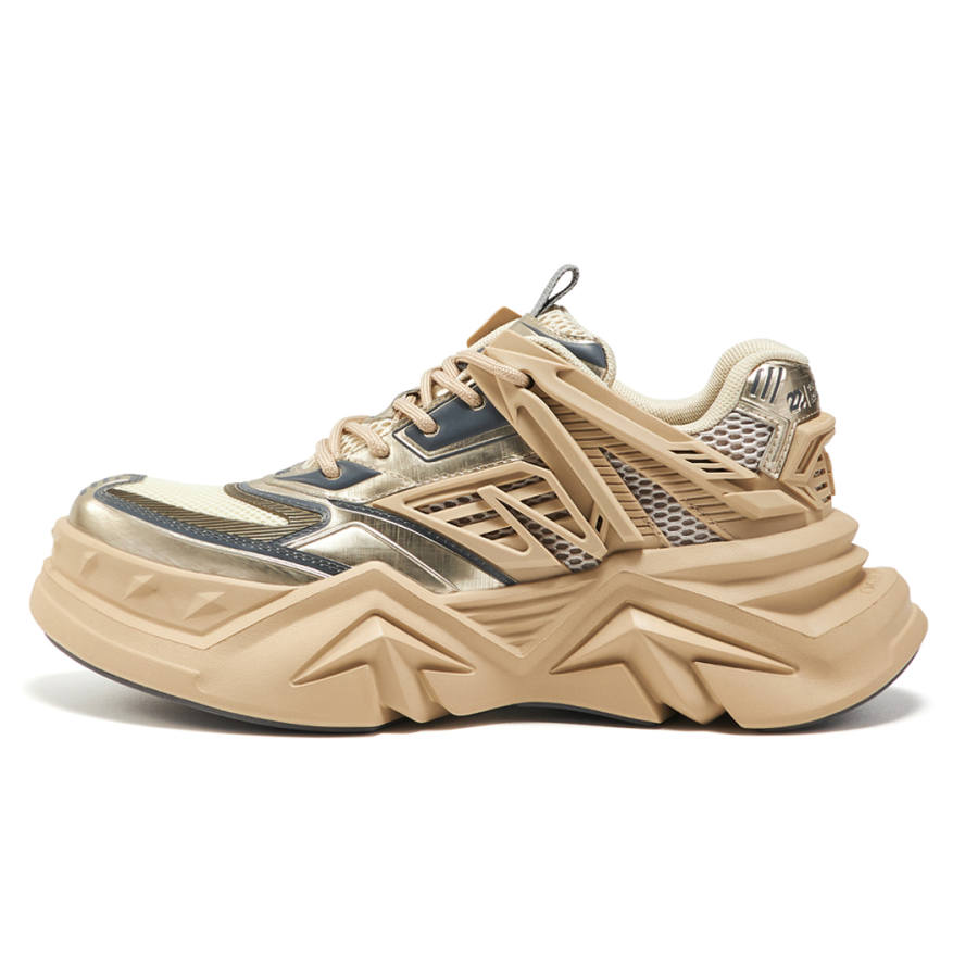 OGR Broken Wind To The Fore Cushioning Abrasion Resistant Breathable Low top Chunky Sneakers Unisex Champagne Gold