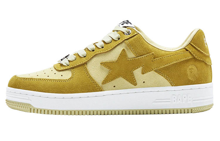 A BATHING APE STA Lace Up Low top Stylish Skateboarding Shoes Men's Yellow