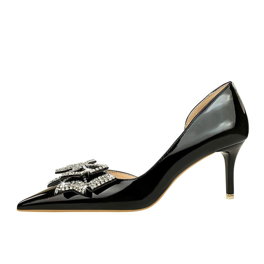 QITUMAUL Patent Leather Slim Heel High Heels Women's