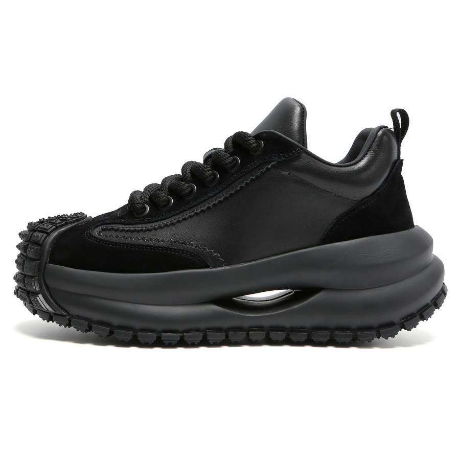 KAIMALONG Slip Resistant Abrasion Resistant Slip Resistant Abrasion Resistant Low top Chunky Sneakers Men's Black