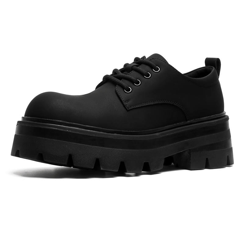 V ZERO FIVE V ZERO FIVE Chunky Derby Shoes Microfiber Leather Casual Shoes Unisex Black