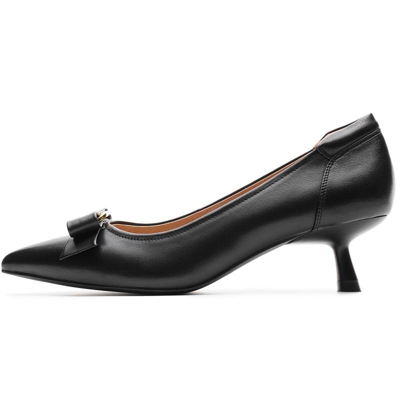 AOKANG Sheepskin Slim Heel High Heels Women's Black
