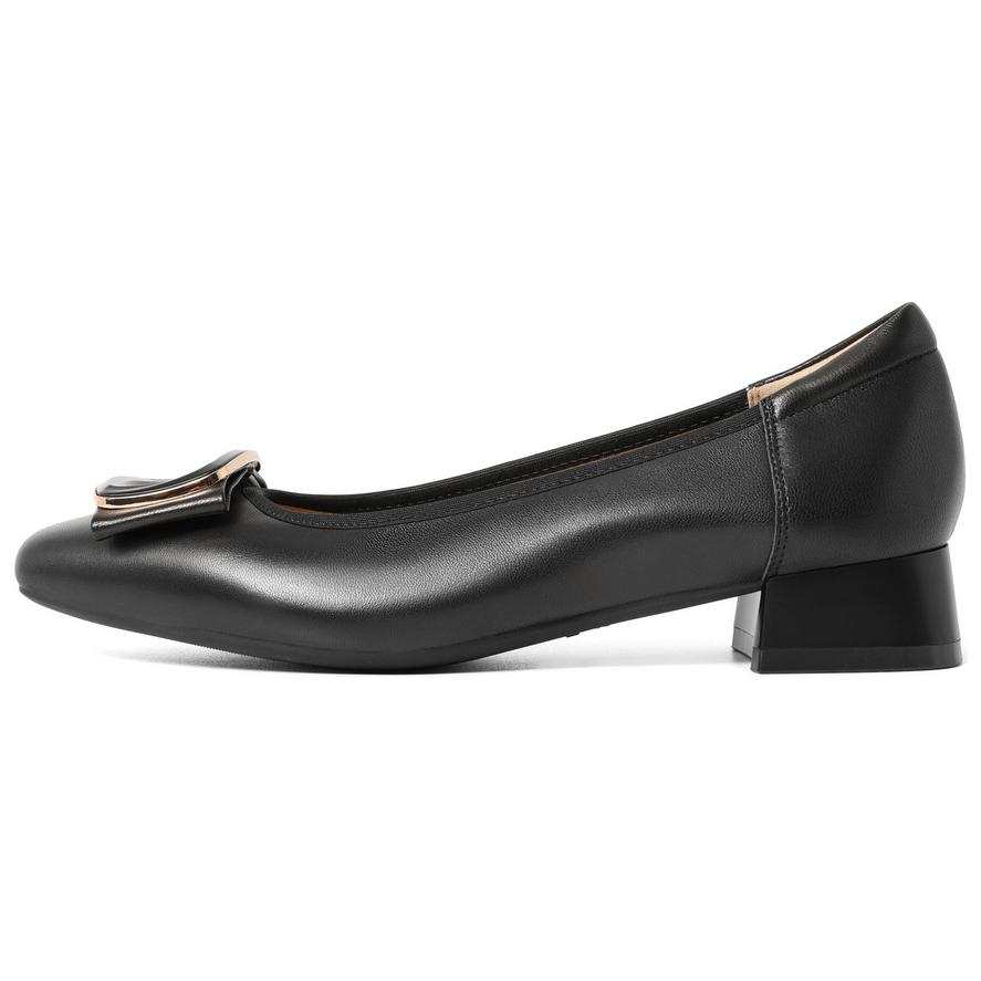 BELLE Leather Casual Shoes 3cm Women's Beige Black