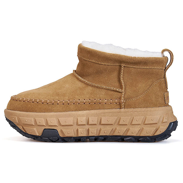Joy&Mario Cow Split Leather Thermal Height Increasing Short Snow Boots Women's
