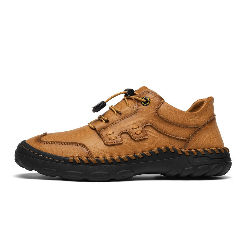 WENNAI Microfiber Leather Casual Shoes Men's Yellow Brown